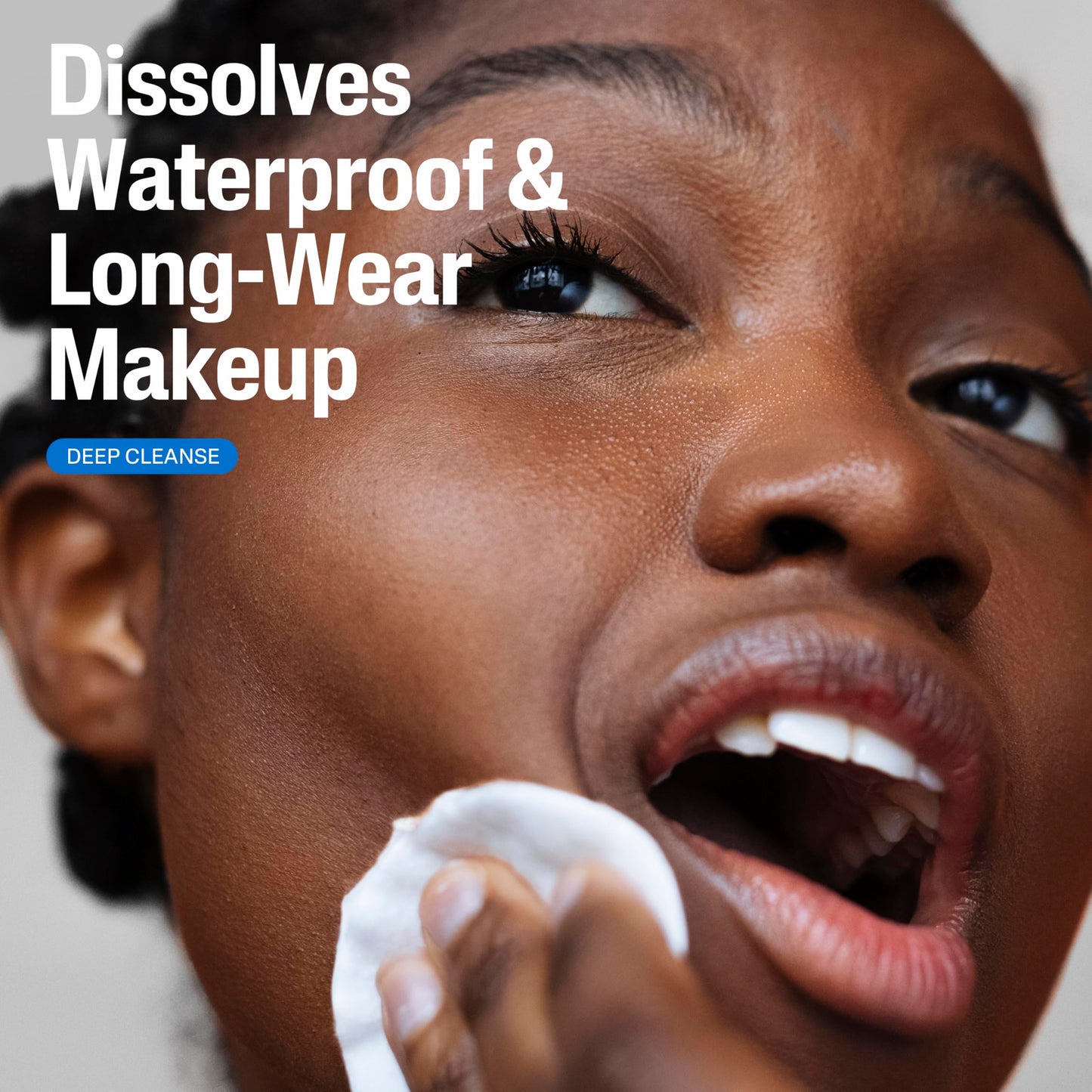 Back label of Cetaphil waterproof makeup remover showing full ingredient list and usage instructions