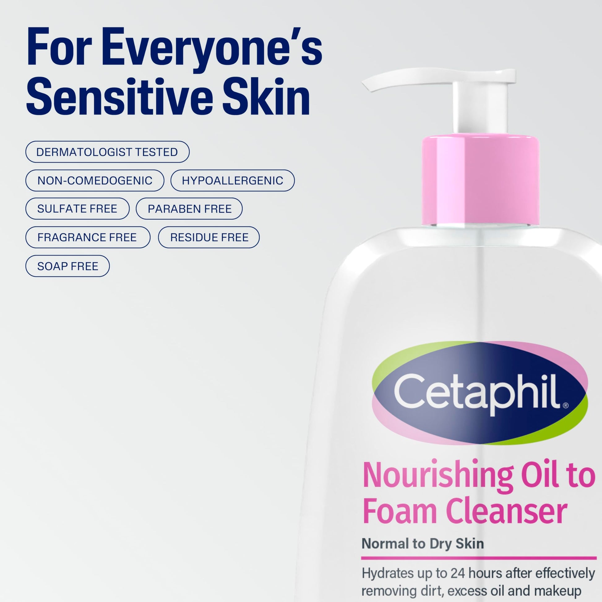 Authentic USA imported Cetaphil daily face wash packaging for normal to dry skin types
