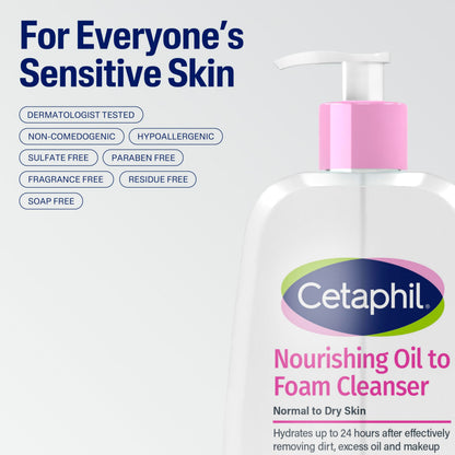 Authentic USA imported Cetaphil daily face wash packaging for normal to dry skin types