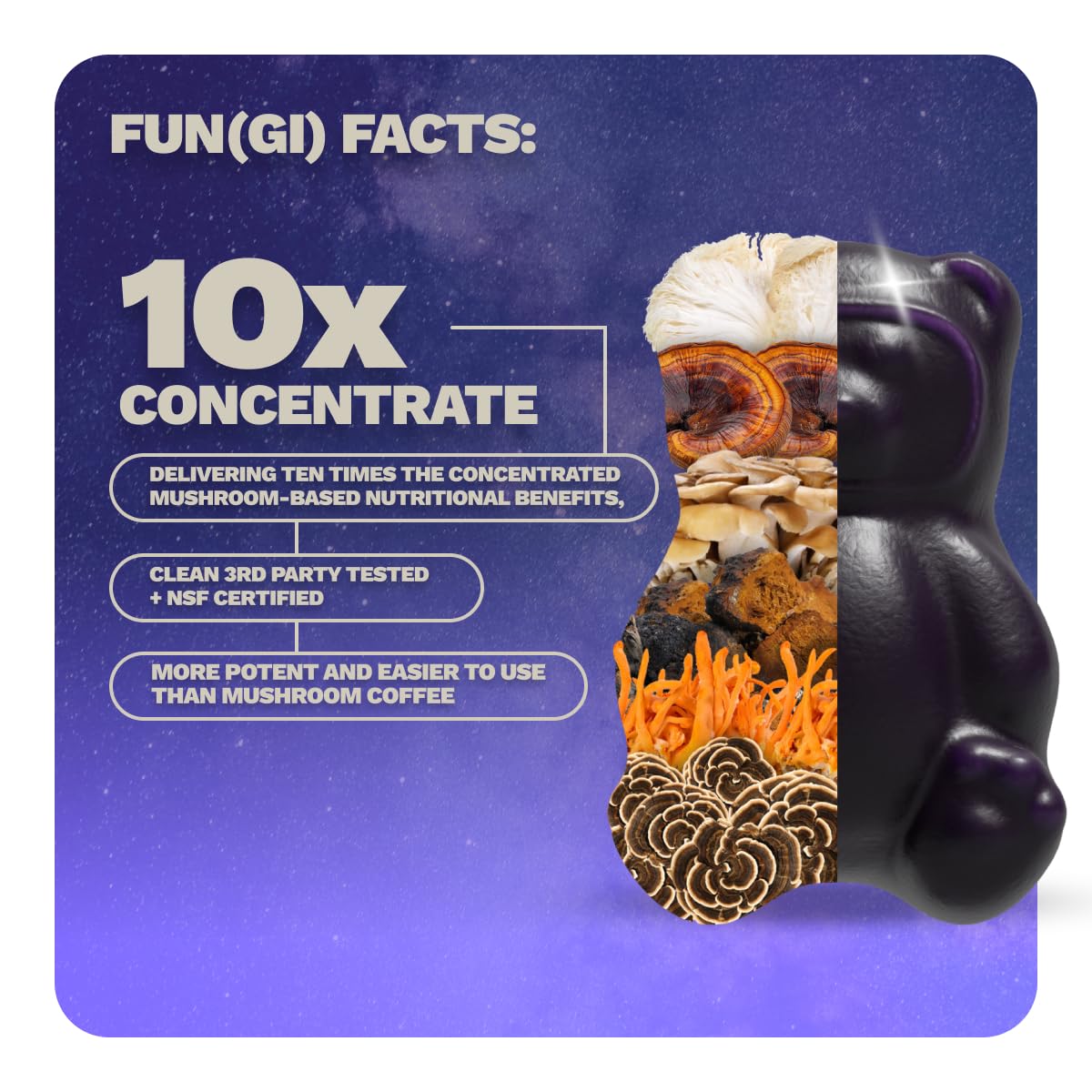 GrÃ¼ns Nutrops brain supplement packaging displaying the organic mushroom extract blend.