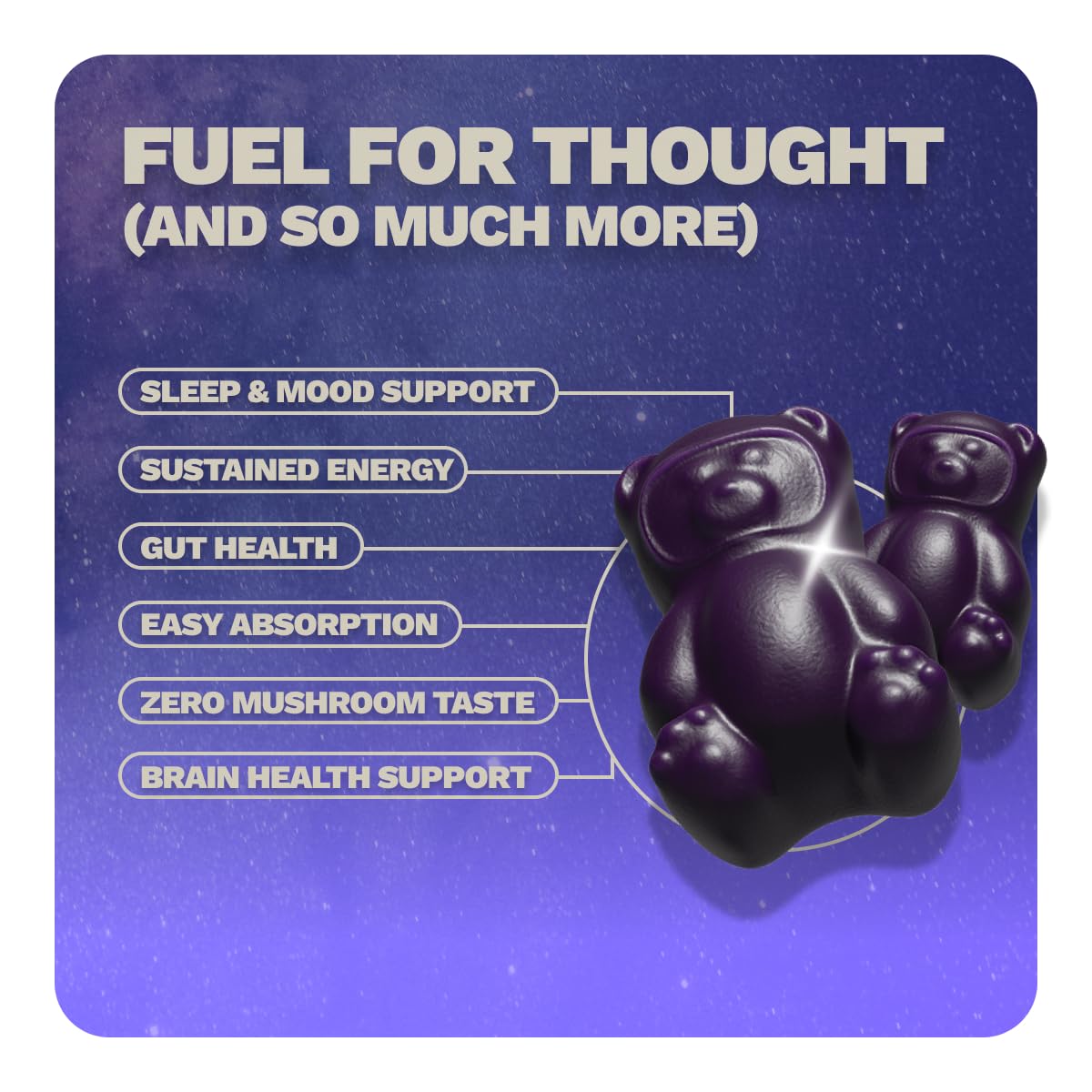 GrÃ¼ns Nutrops USA imported vegan nootropic gummy bear texture details.