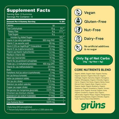USA imported GrÃ¼ns comprehensive adults health supplement packaging details