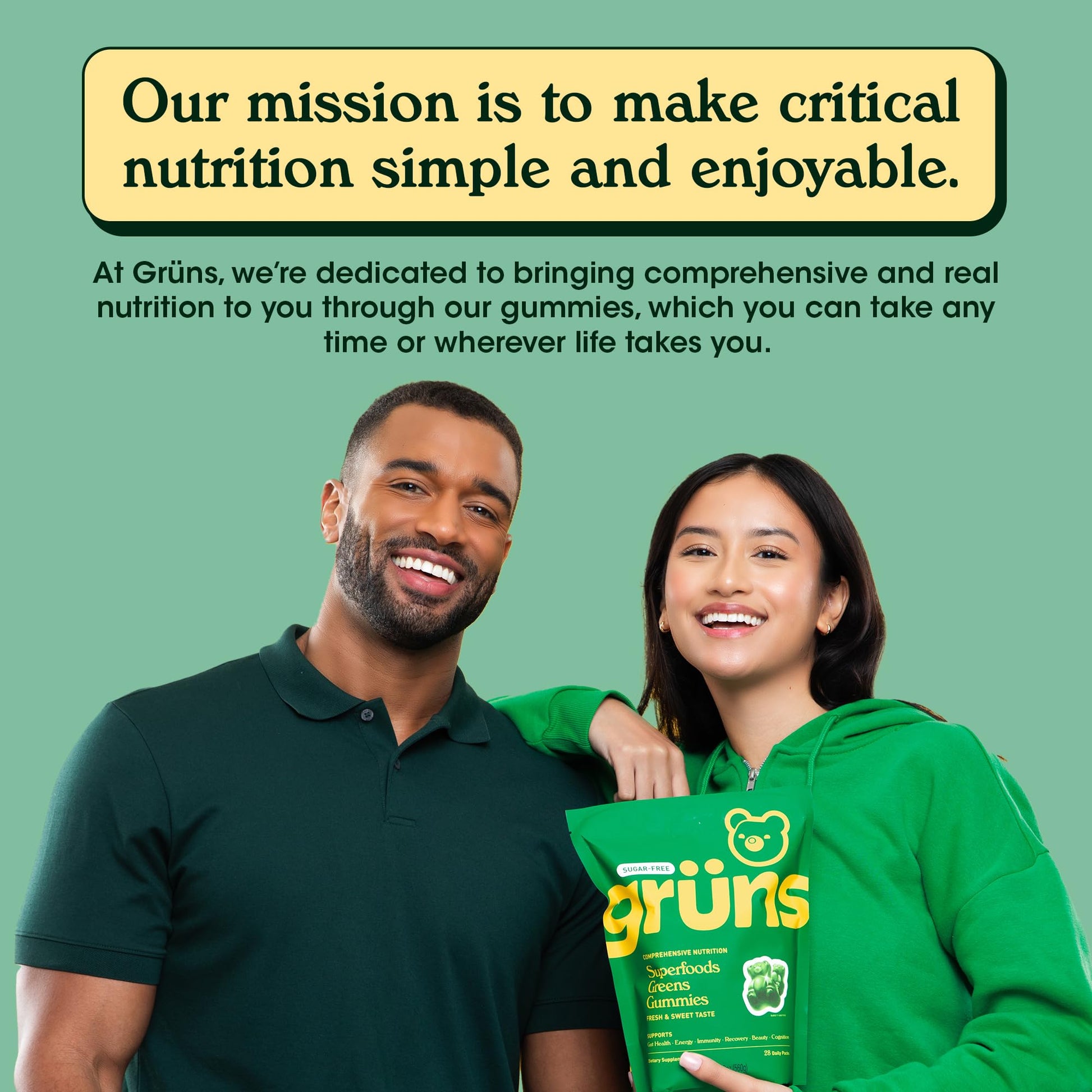GrÃ¼ns organic whole food ingredients and prebiotic fiber gummy bears