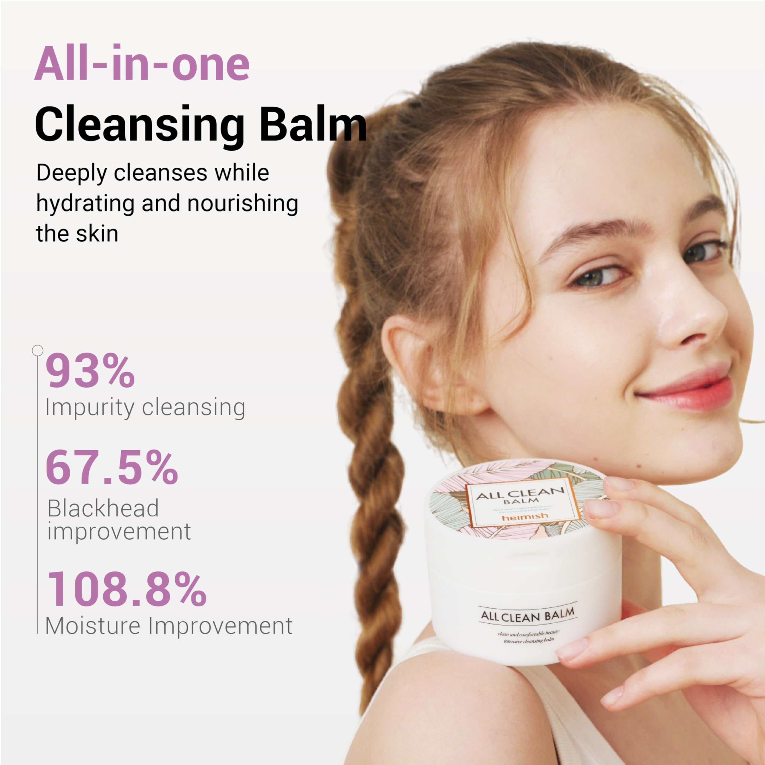 Heimish cleansing balm jar open showing solid texture