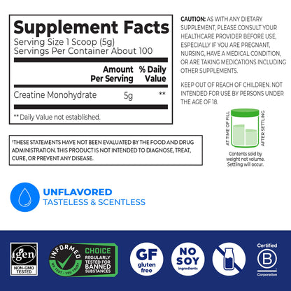 Orgain creatine tub 100 servings label details