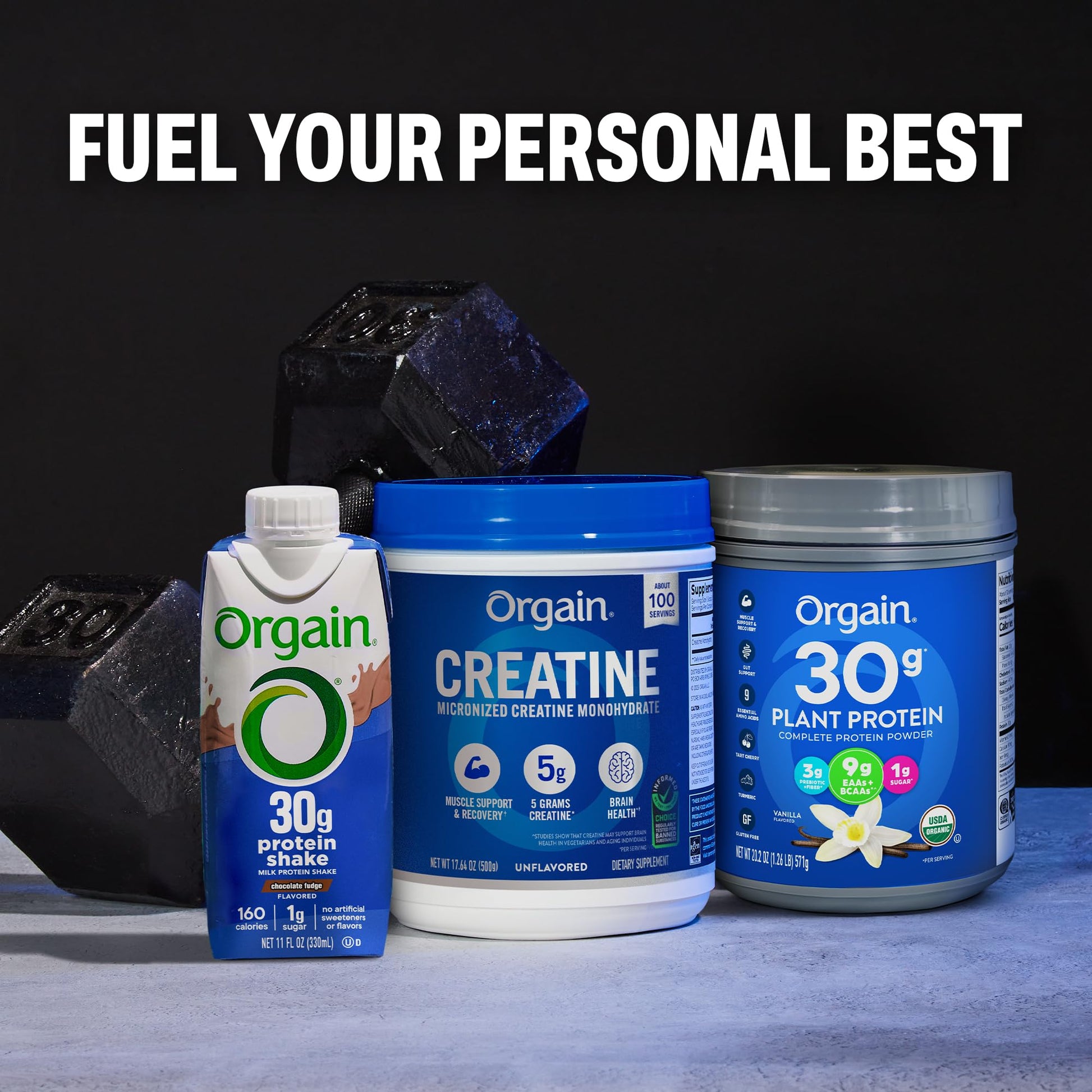 Orgain micronized creatine monohydrate scoop and powder