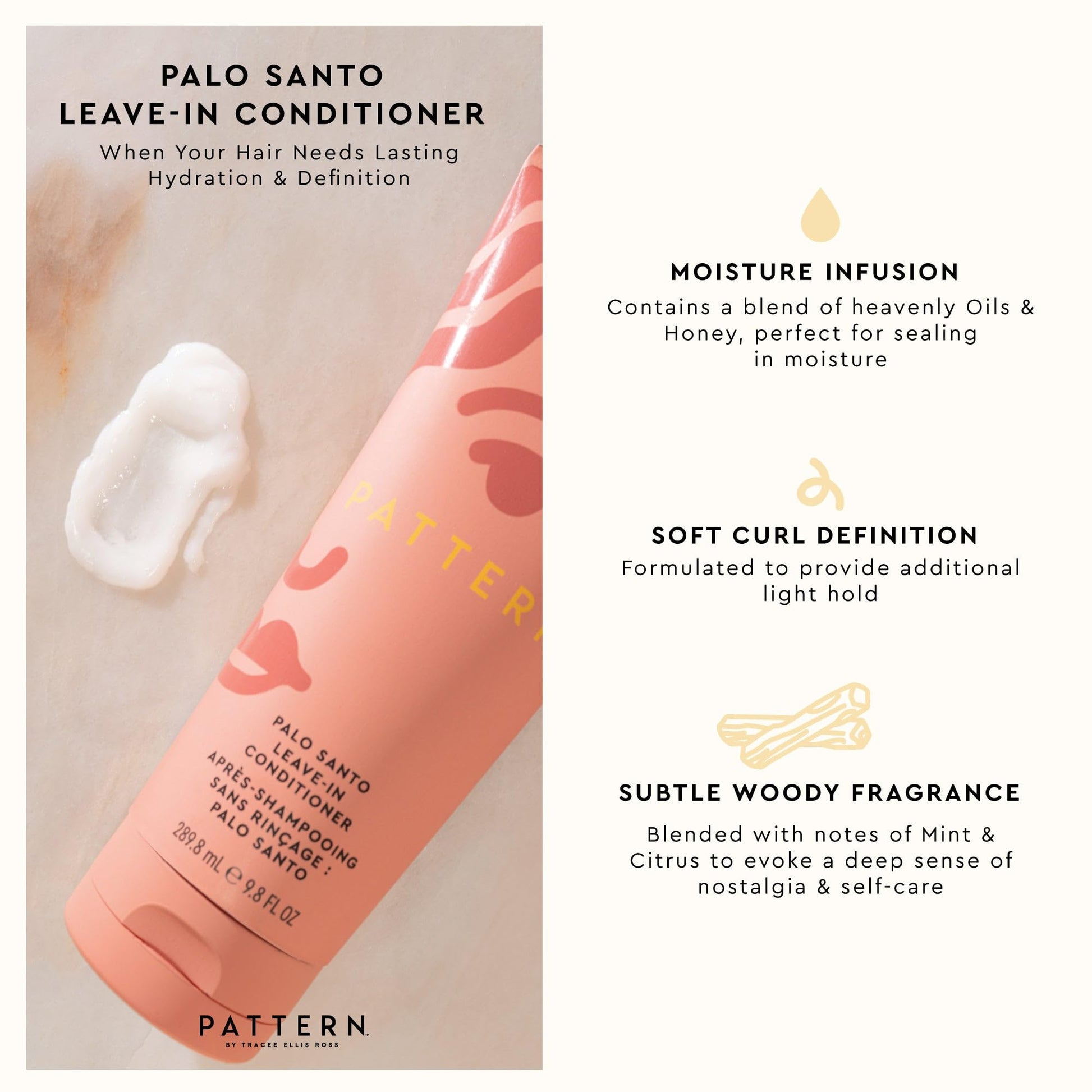 PATTERN Beauty Palo Santo Leave In Conditioner mini bottle for intense curl hydration