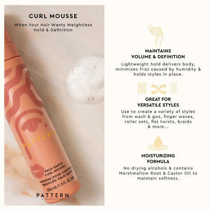 PATTERN Beauty Palo Santo Curl Mousse travel size for flake free definition