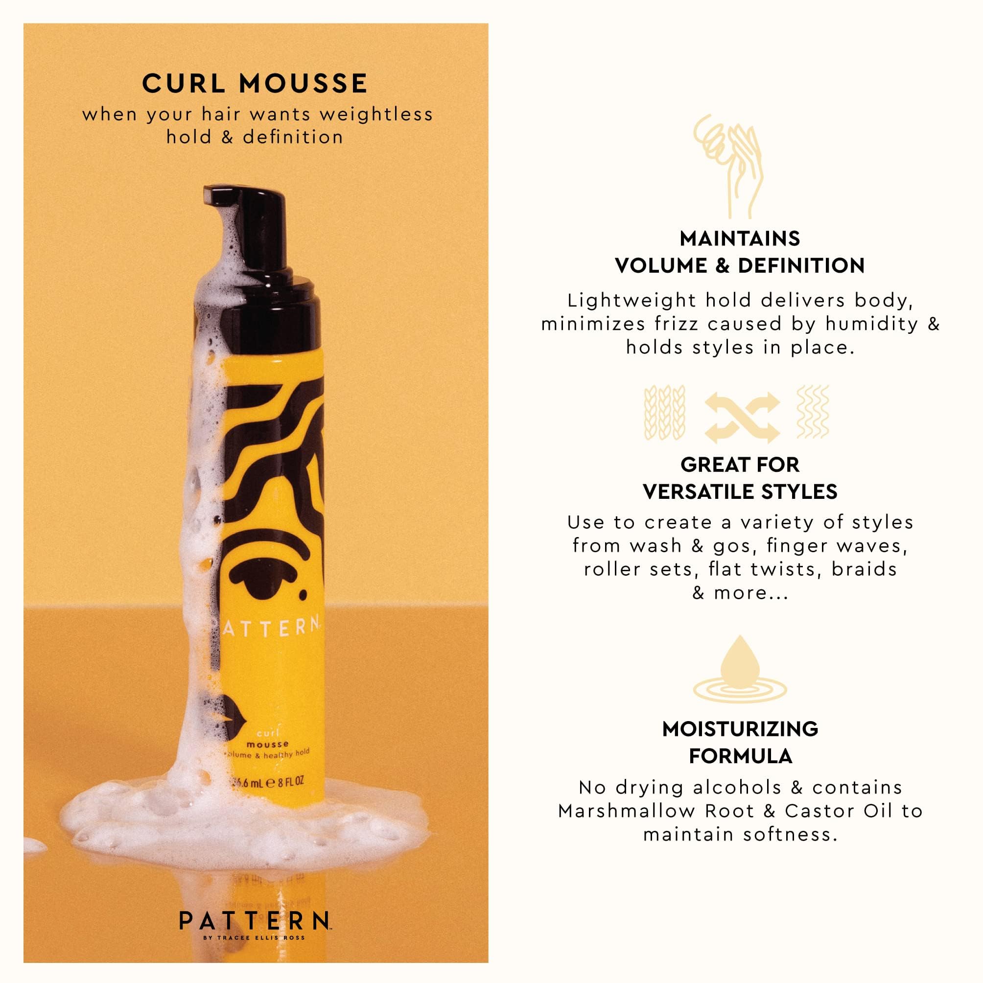 Authentic PATTERN Beauty hair mousse imported from USA showing ingredient list