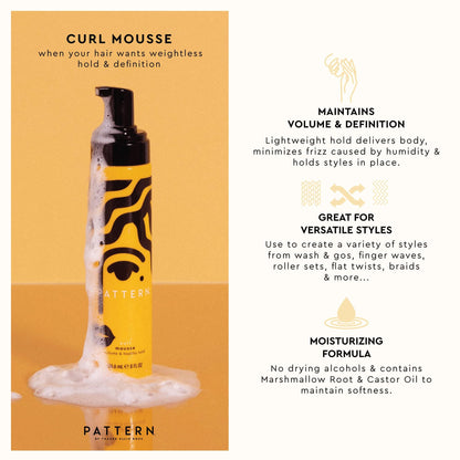 Authentic PATTERN Beauty hair mousse imported from USA showing ingredient list