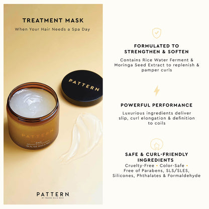 PATTERN Beauty rice water treatment mask container showing authentic imported label