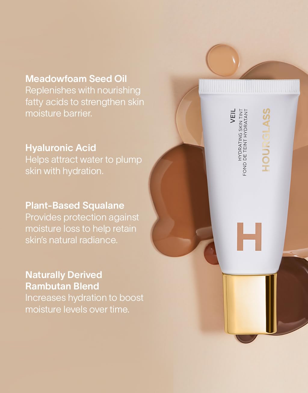 Hourglass Veil Hydrating Skin Tint packaging box layout
