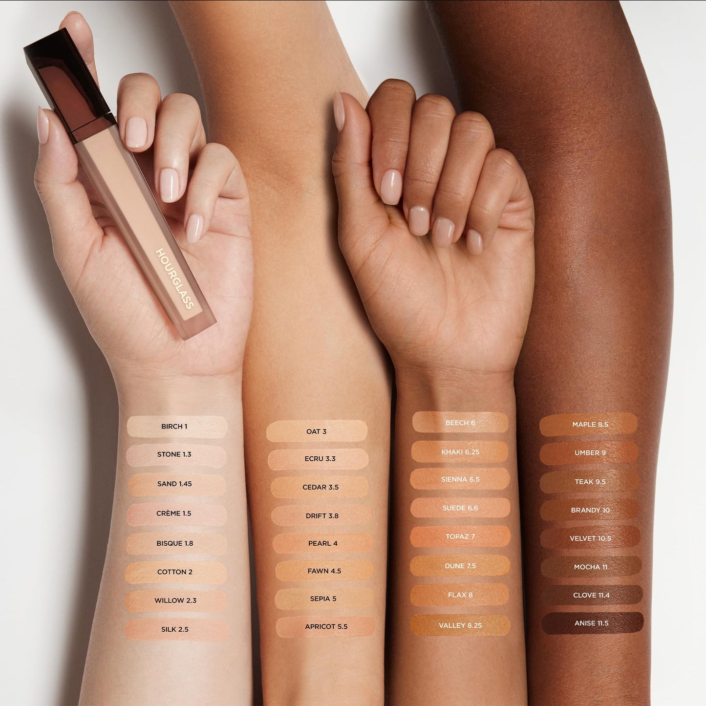 Hourglass Vanish liquid concealer creamy texture swatch on skin