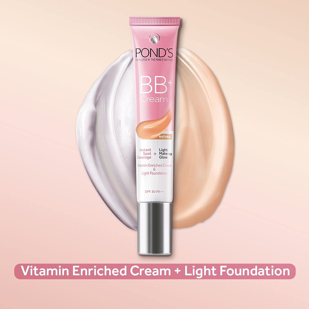 Back layout of POND'S skin tint highlighting SPF 30 PA++ sun protection.