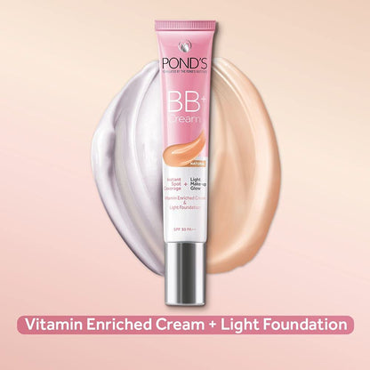Back layout of POND'S skin tint highlighting SPF 30 PA++ sun protection.