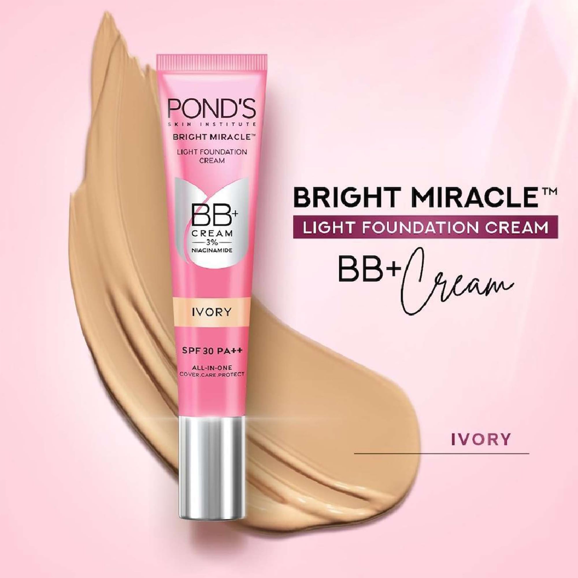 Texture swatch of Ponds BB Plus Cream Ivory