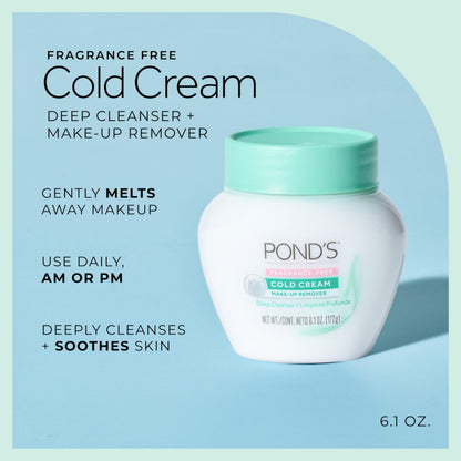 Pond's Cold Cream Cleanser jar showing the fragrance-free label