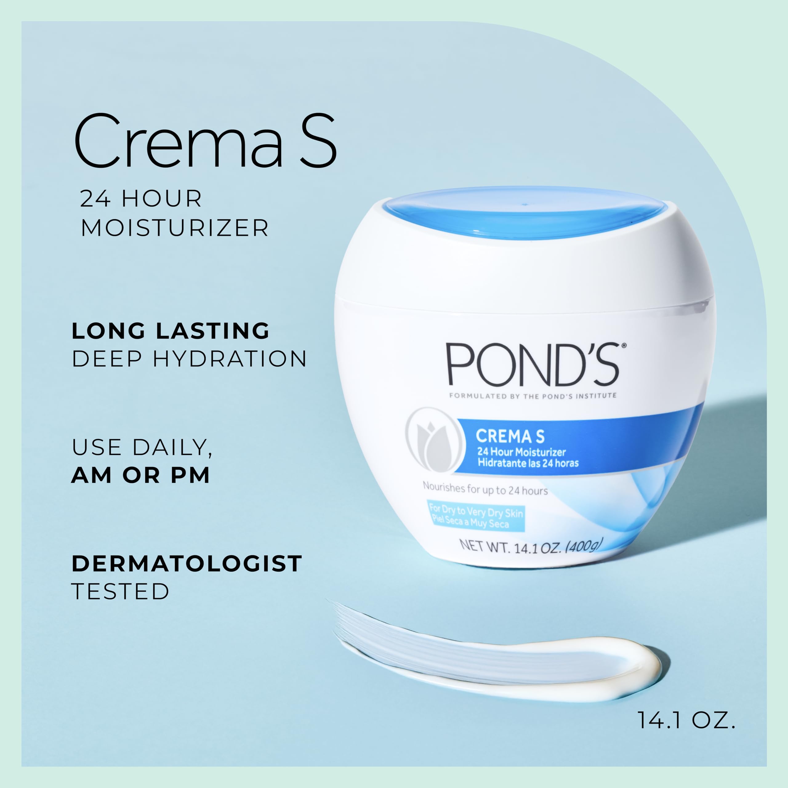 Pond's 14.1 Ounce daily moisturizer jar showcasing product labeling