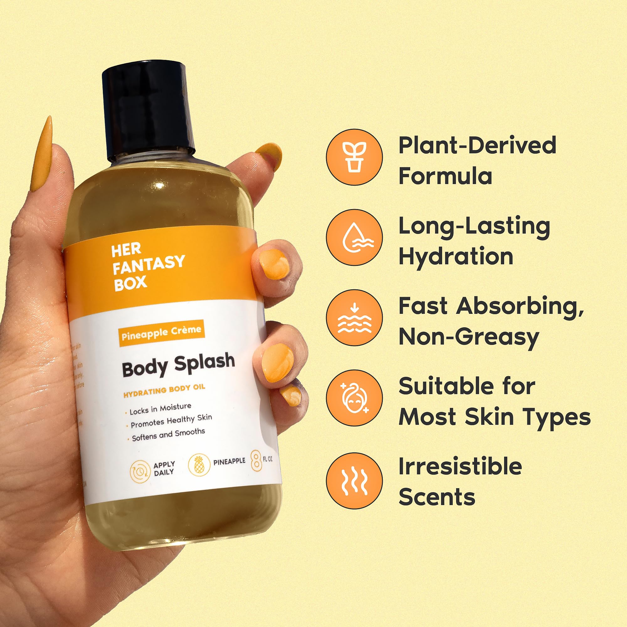 Texture shot of Her Fantasy Box hydrating body oil