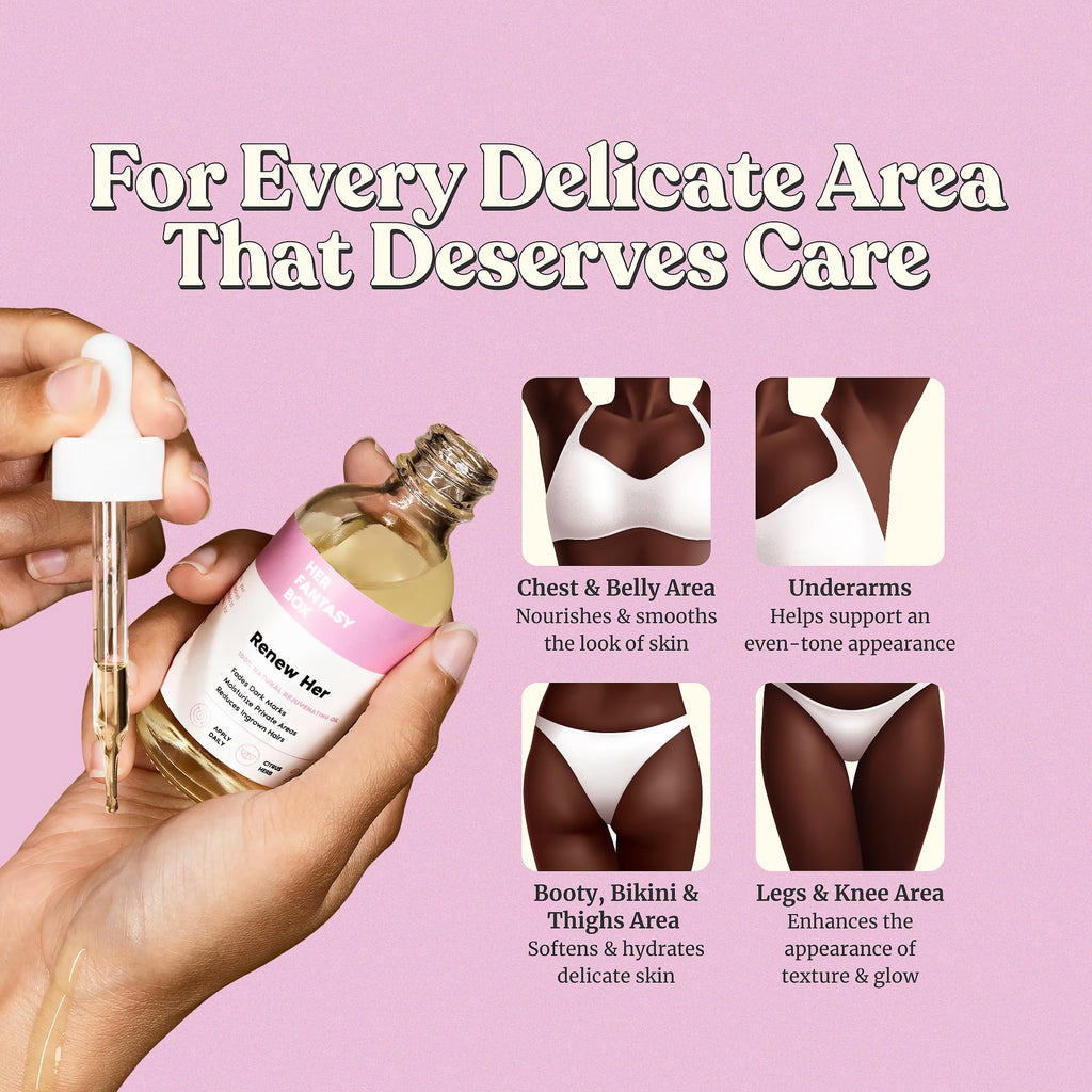 Her Fantasy Box Renew Her natural skin brightening oil label
