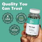 Close-up of Body Magic internal deodorant capsules containing organic parsley and peppermint leaf