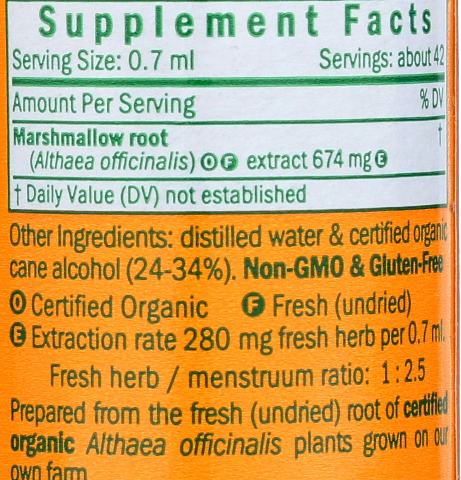 Organic marshmallow root liquid extract texture and clarity