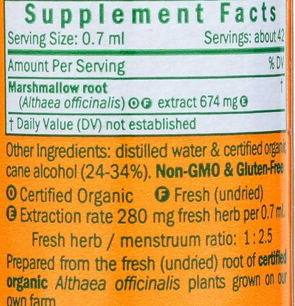 Organic marshmallow root liquid extract texture and clarity