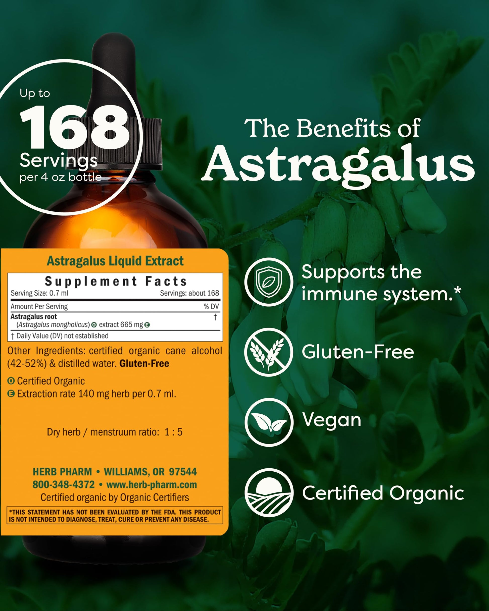 Herb Pharm Astragalus herbal supplement dropper and liquid tincture texture
