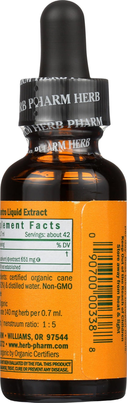 Herb Pharm cilantro extract supplement packaging details