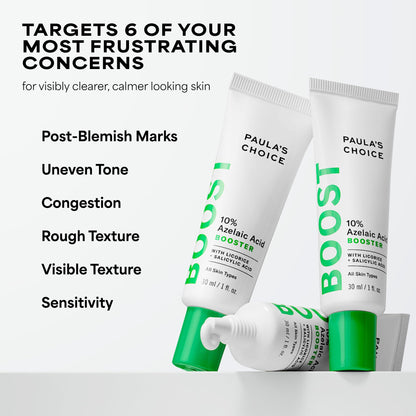 Applying Paula's Choice 10 percent azelaic acid booster on face for acne marks