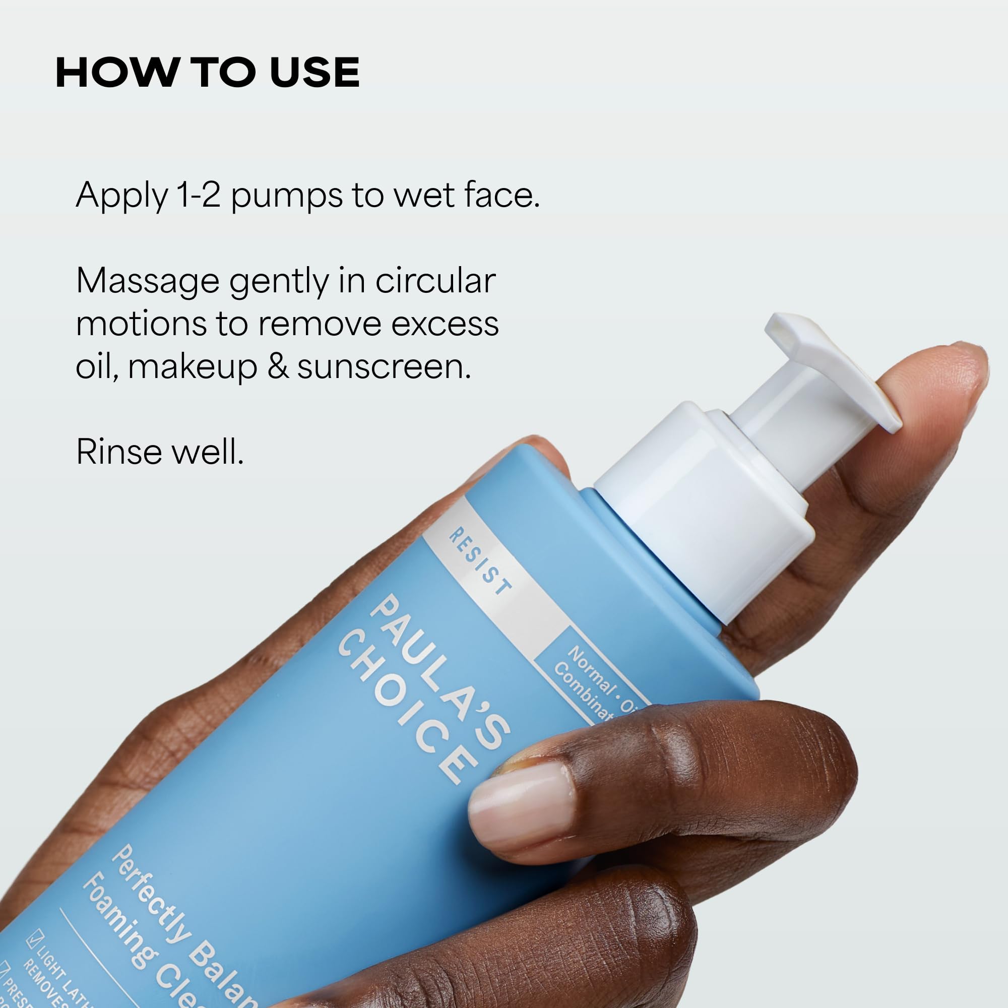 Close up of Paula's Choice foaming cleanser pump applicator