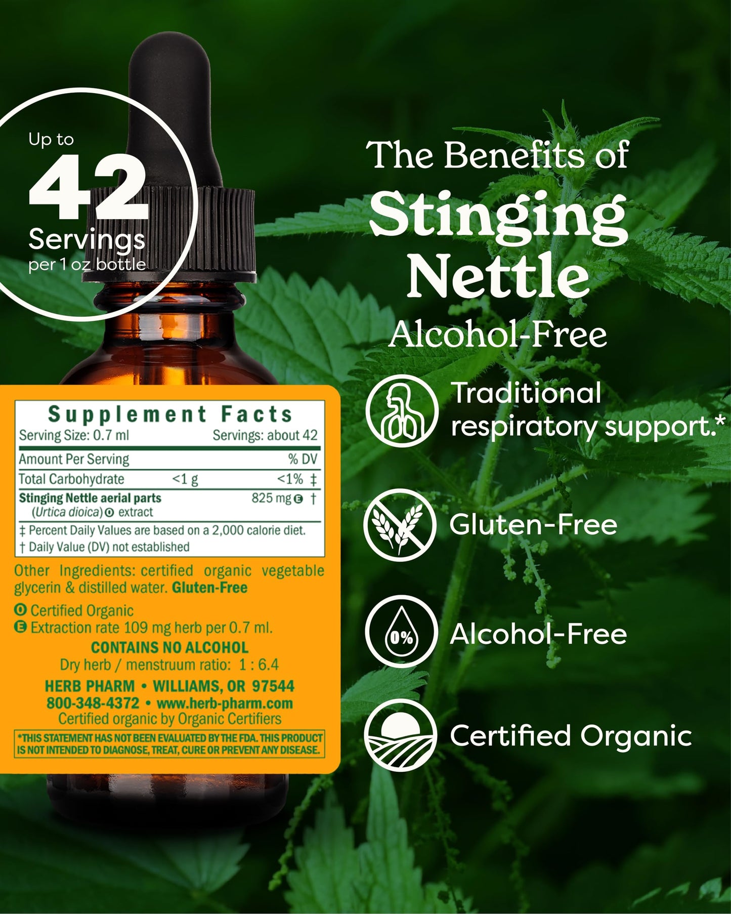 Herb Pharm Stinging Nettle liquid herbal extract dropper bottle