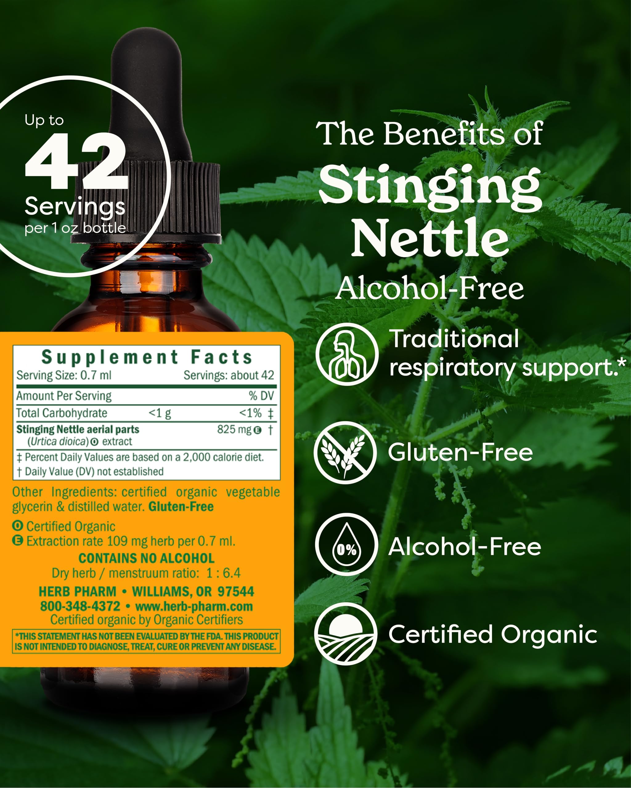 Herb Pharm Stinging Nettle liquid herbal extract dropper bottle