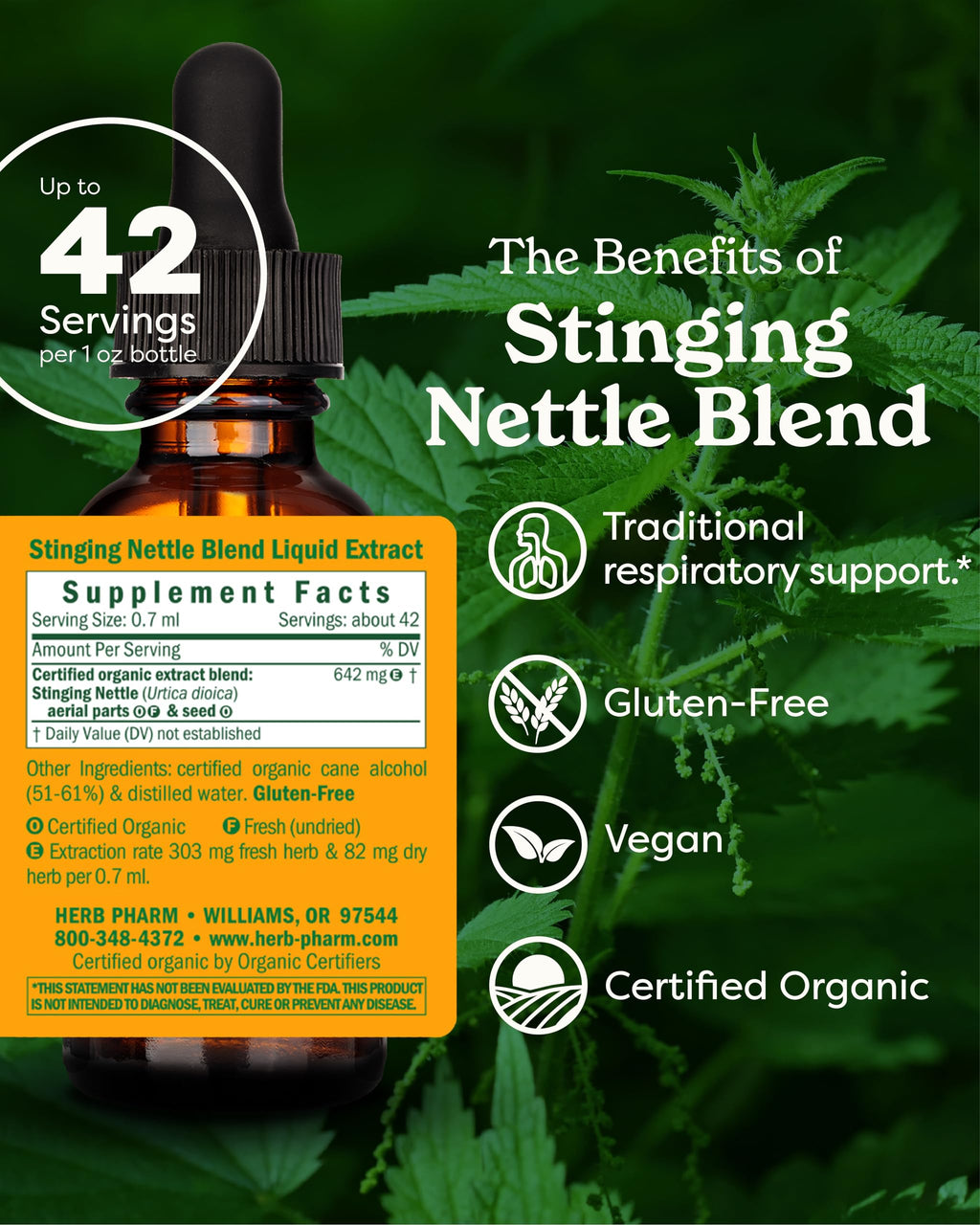 Herb Pharm Stinging Nettle label details and certifications