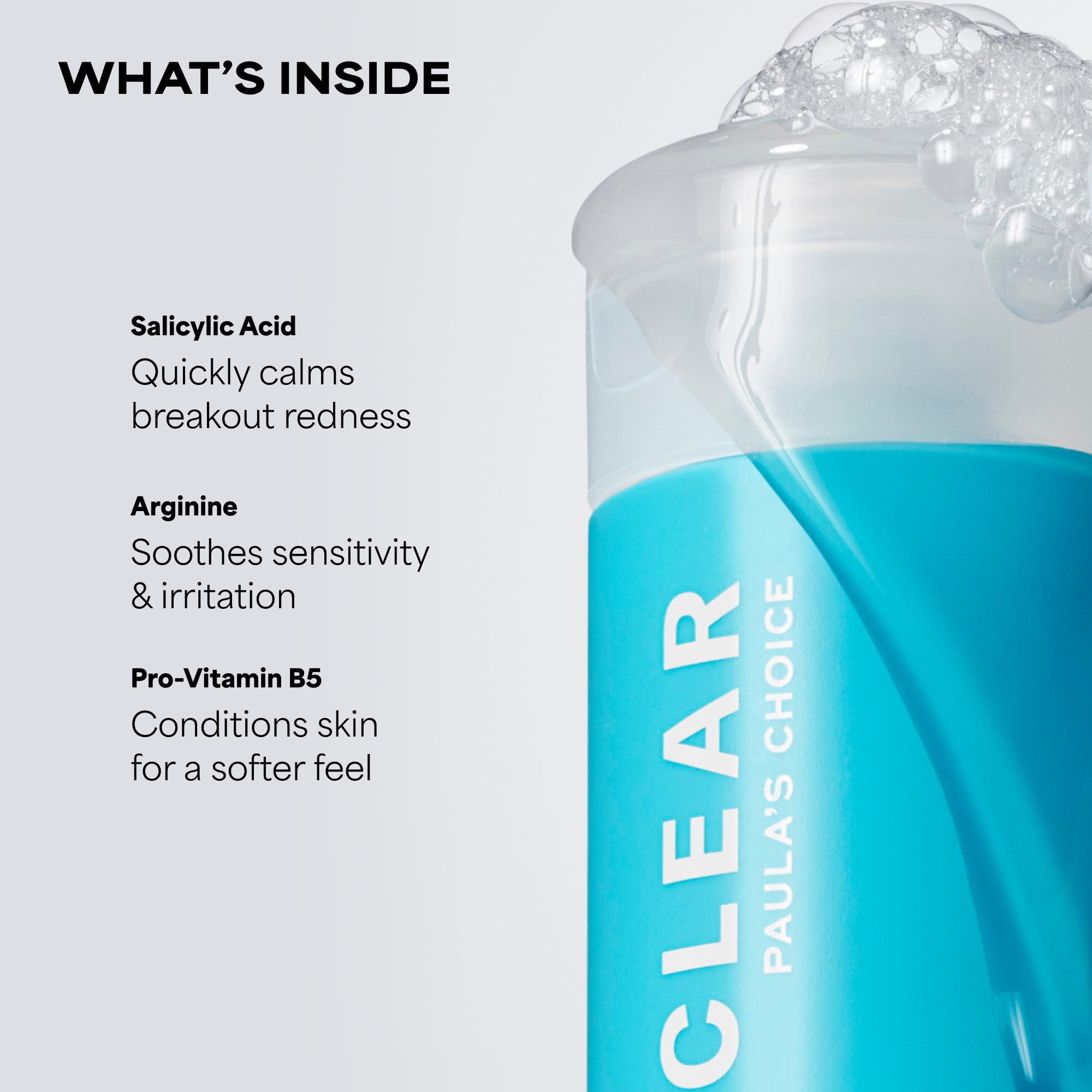 Texture shot of the clear soothing gel face wash formula for clogged and enlarged pores