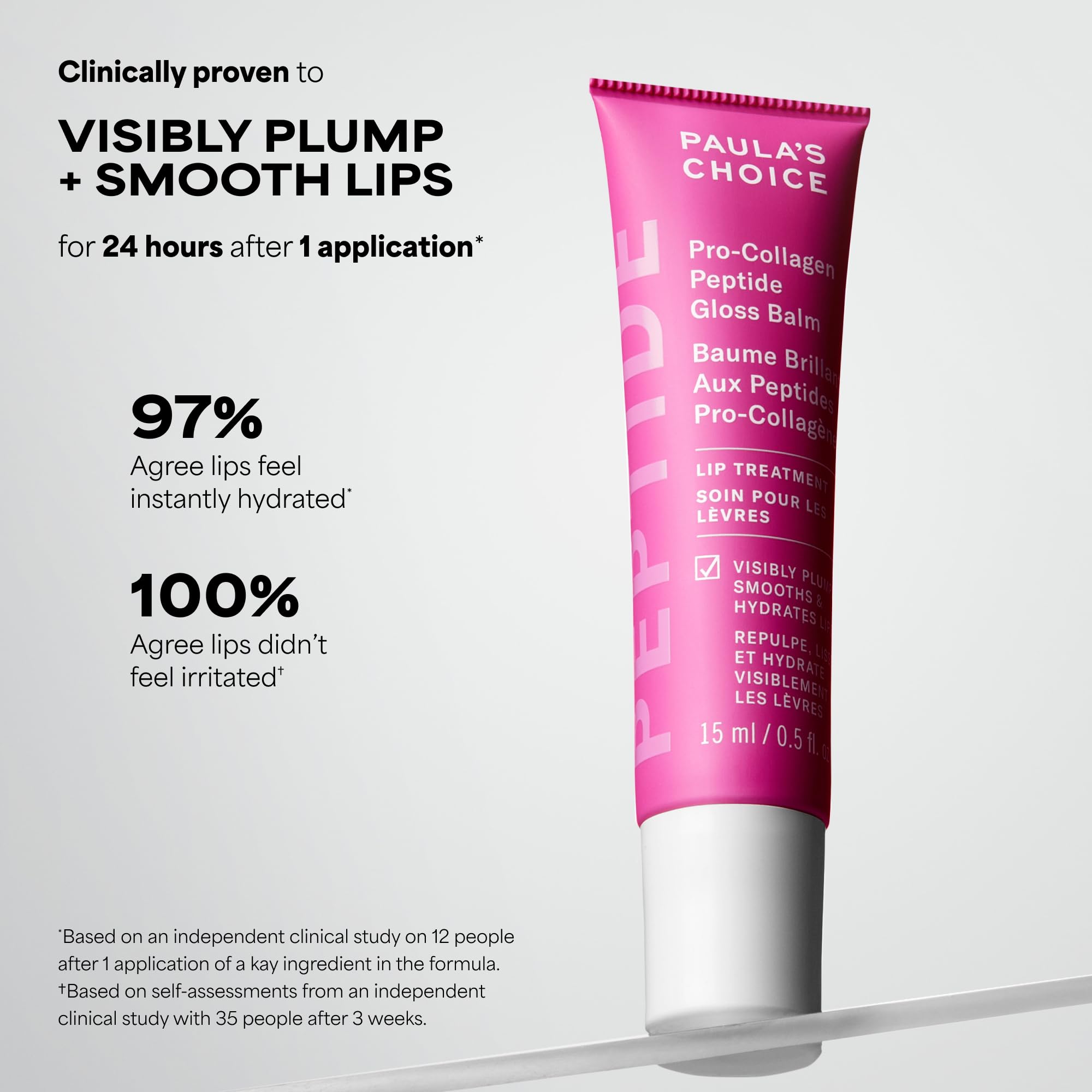 Model wearing Paula's Choice sheer tinted lip balm