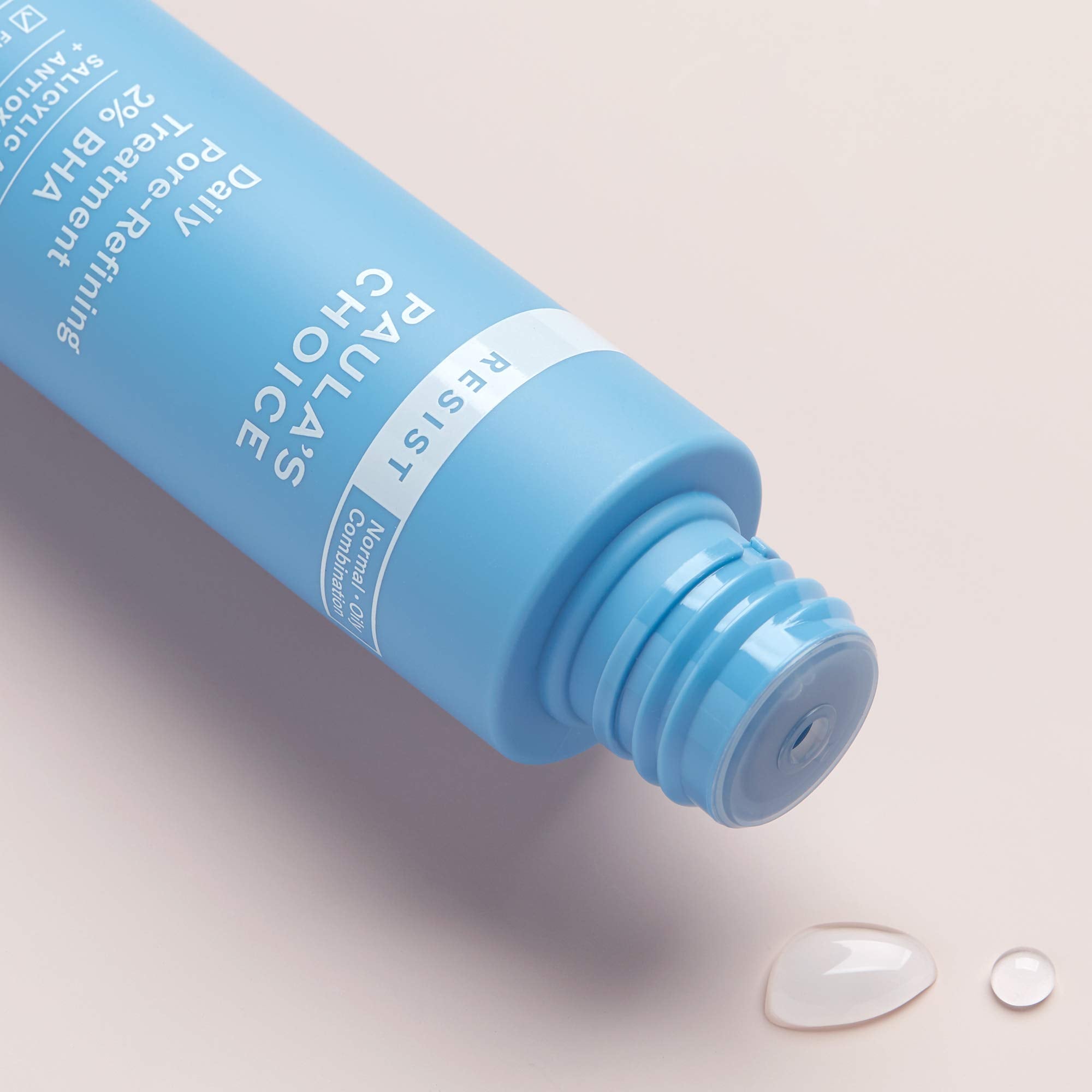 Paula's Choice two percent BHA liquid exfoliant packaging showing ingredient facts for combination skin