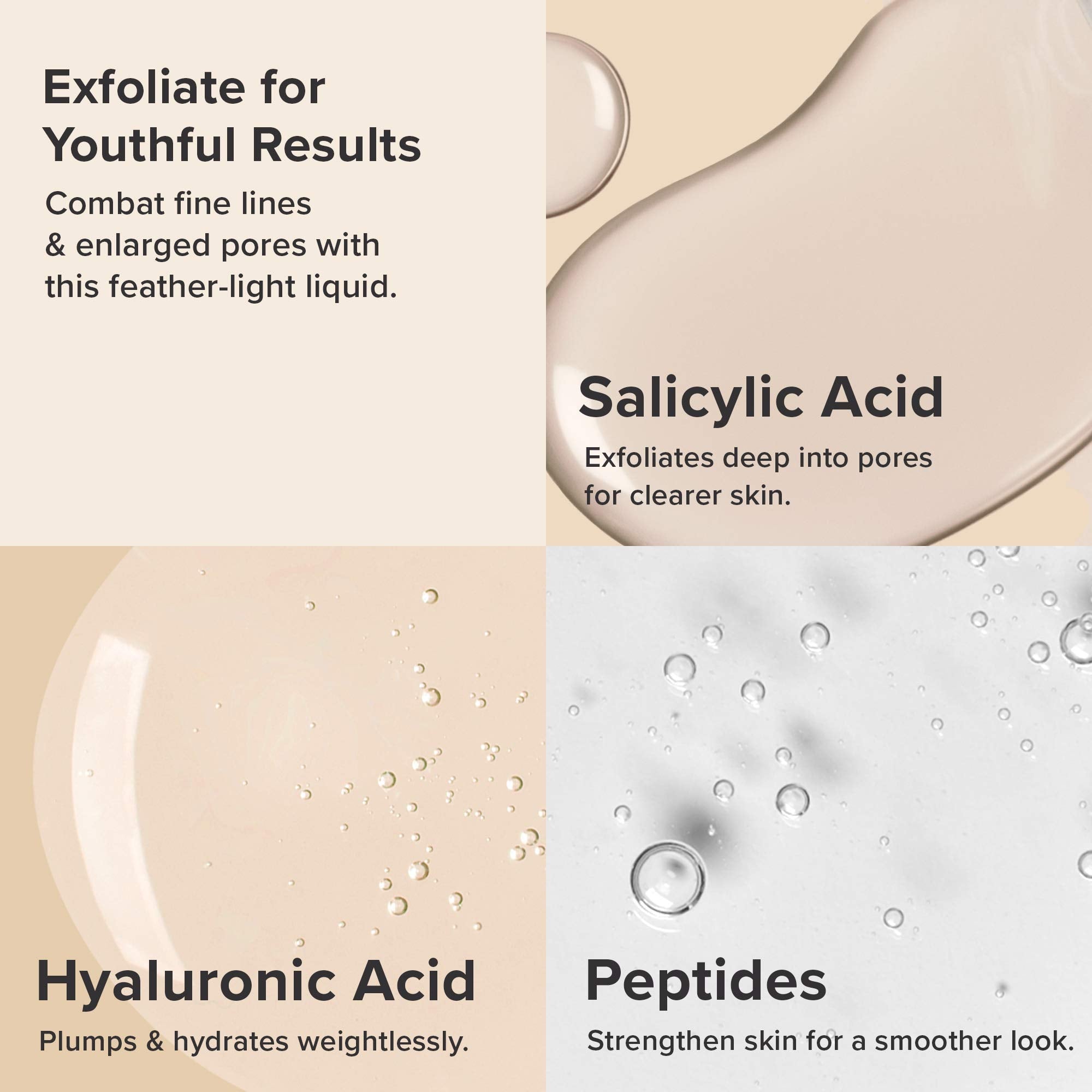 Back label of Paula's Choice RESIST face exfoliator highlighting salicylic acid and hyaluronic acid formula
