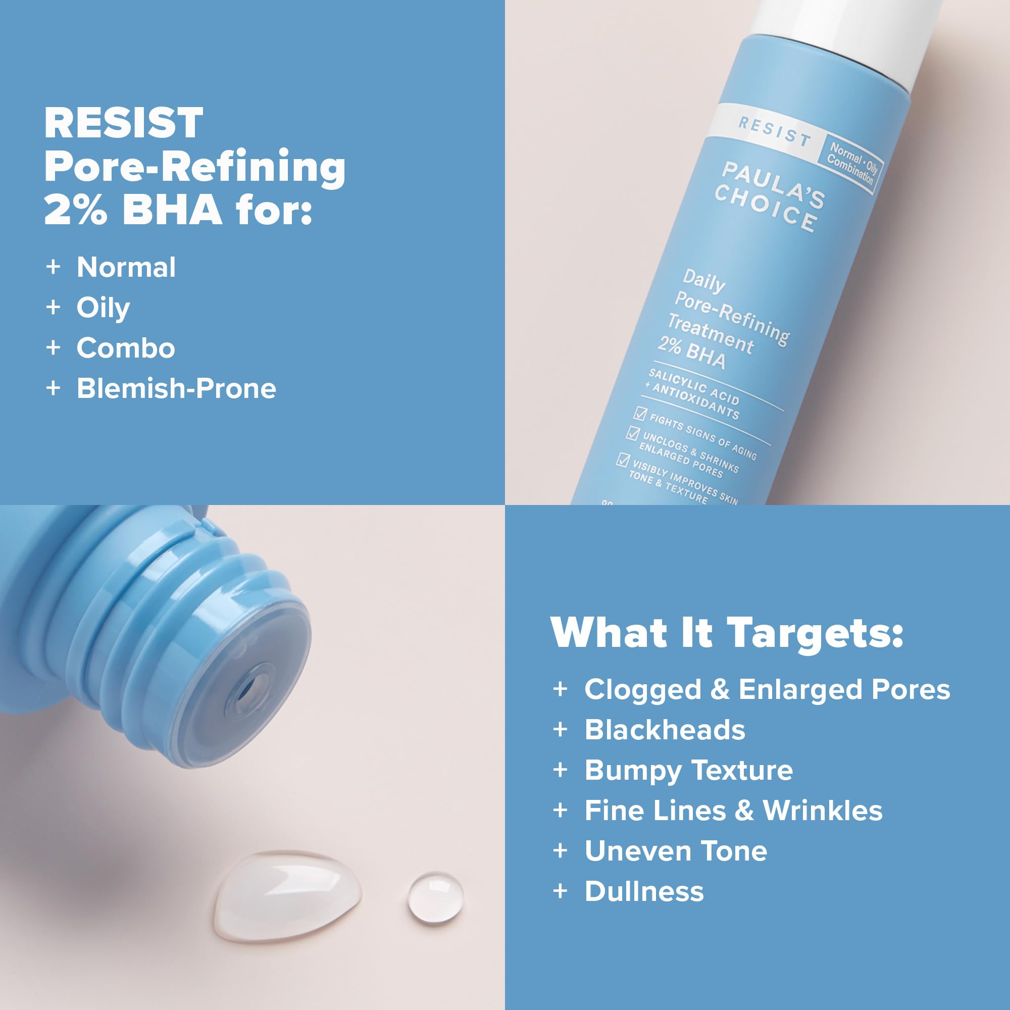 Three ounce bottle of Paula's Choice daily pore refining leave on treatment for oily skin