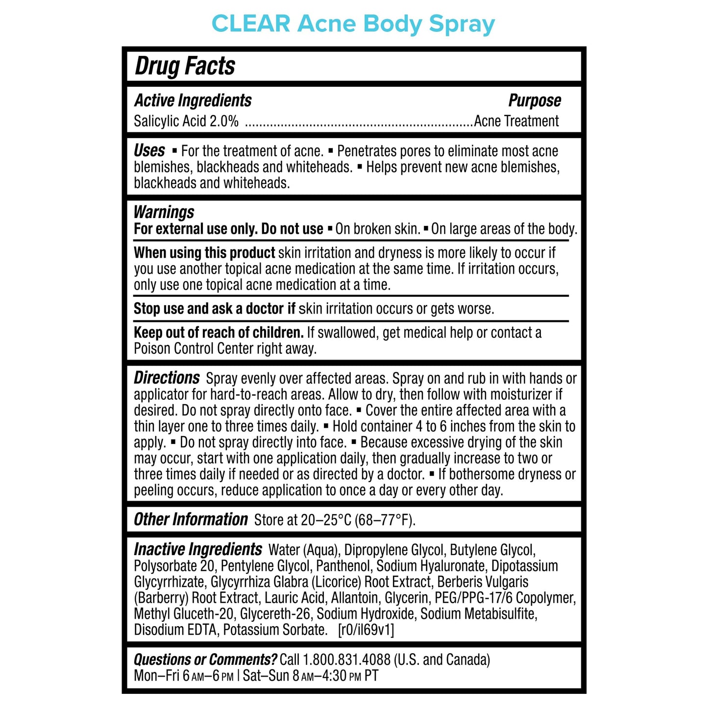 Paula's Choice clear exfoliating back and body acne spray application angle view