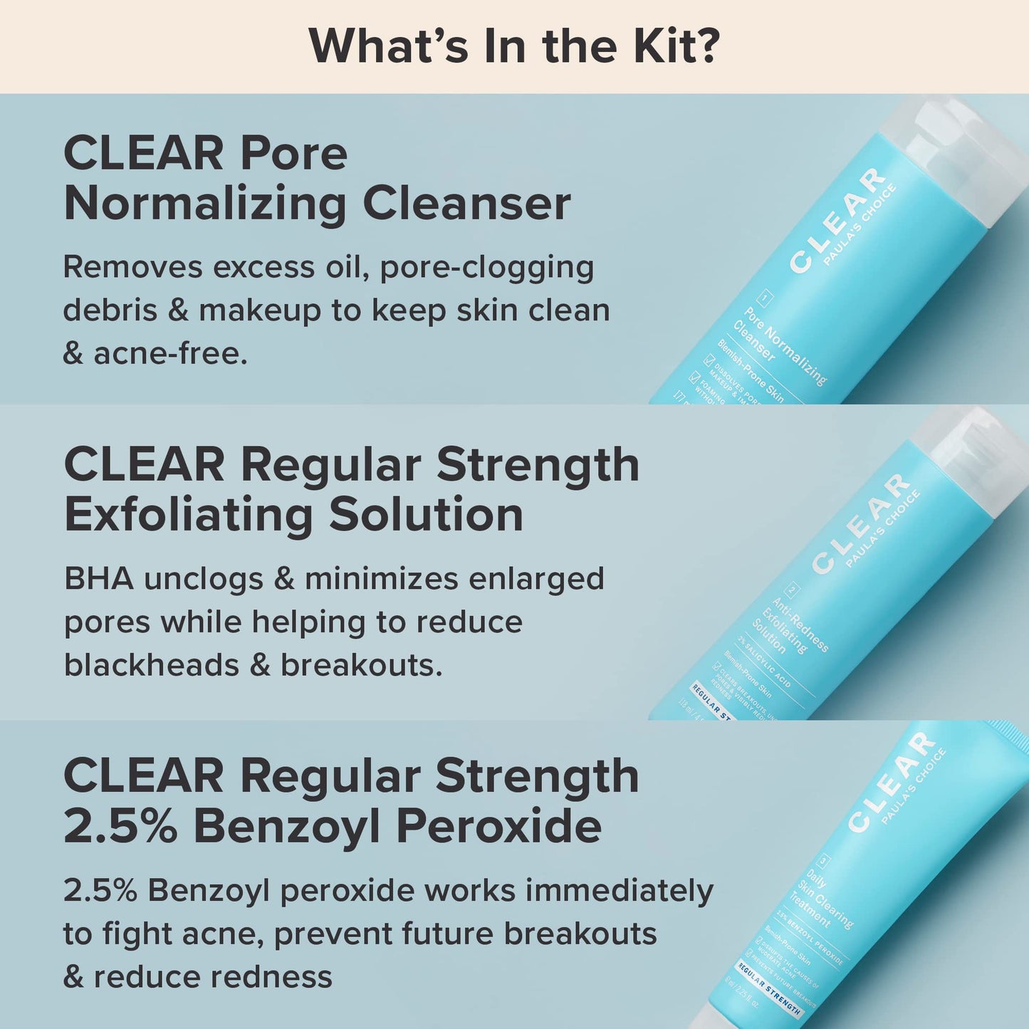 Paula's Choice CLEAR 2 percent salicylic acid BHA exfoliant bottle for unclogging pores.