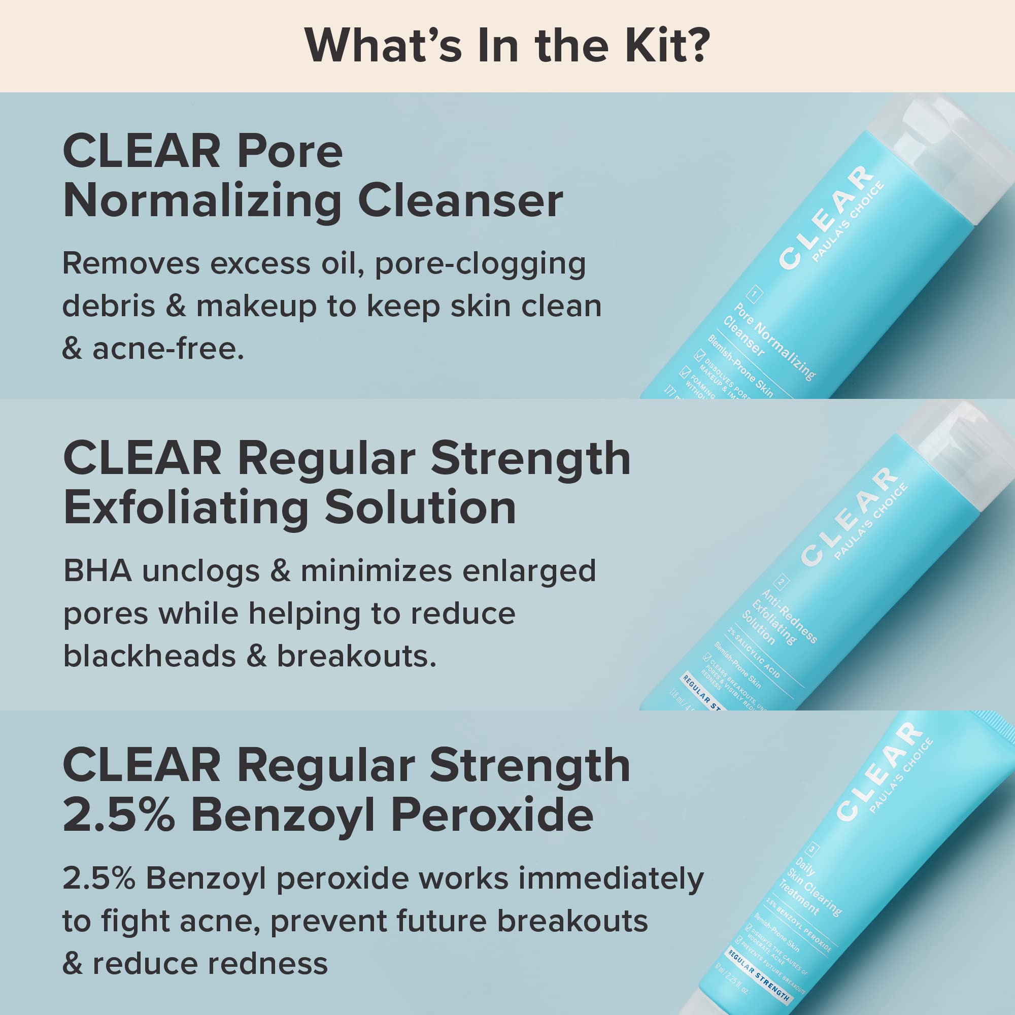 Paula's Choice CLEAR 2 percent salicylic acid BHA exfoliant bottle for unclogging pores.