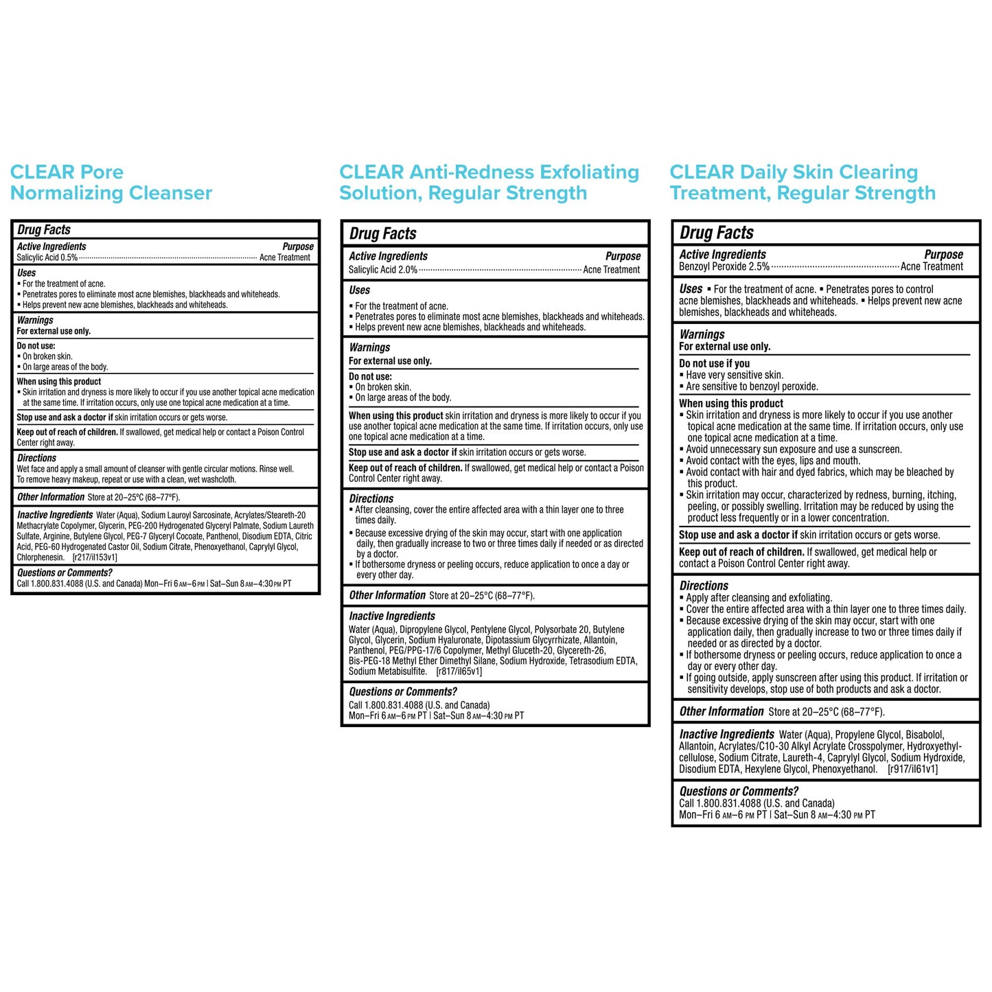 Three step Paula's Choice skincare routine packaging for severe acne and redness relief.