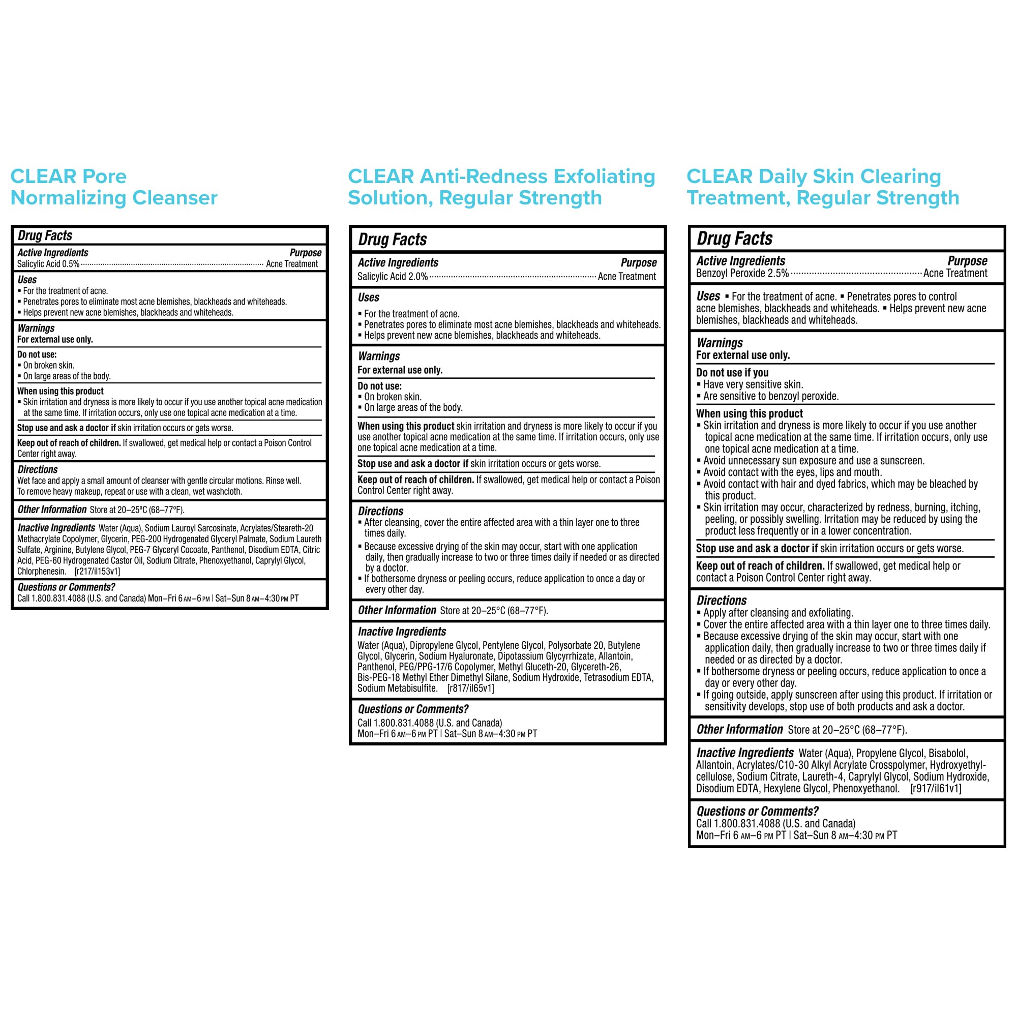 Three step Paula's Choice skincare routine packaging for severe acne and redness relief.