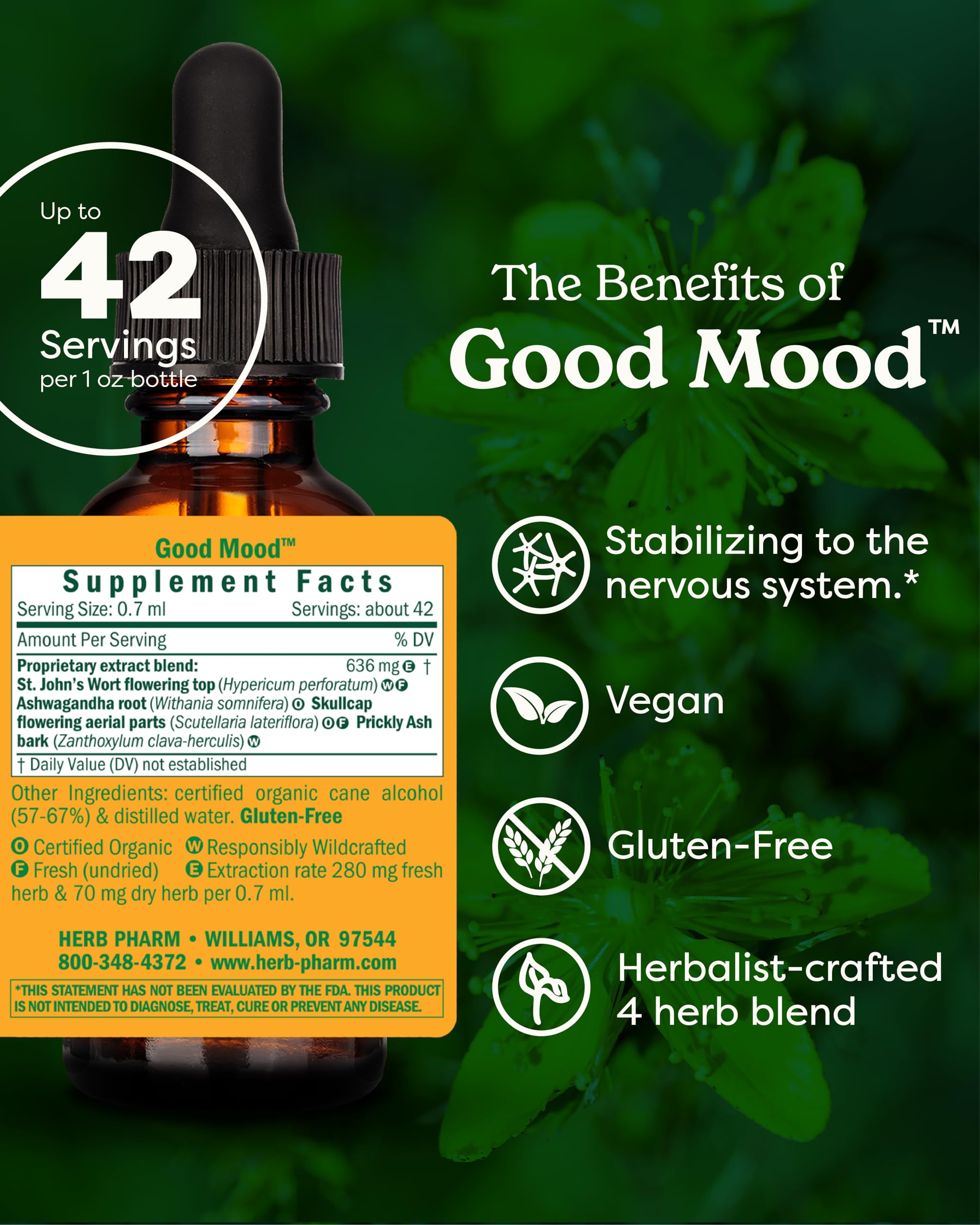 Herb Pharm Good Mood supplement liquid dropper detail
