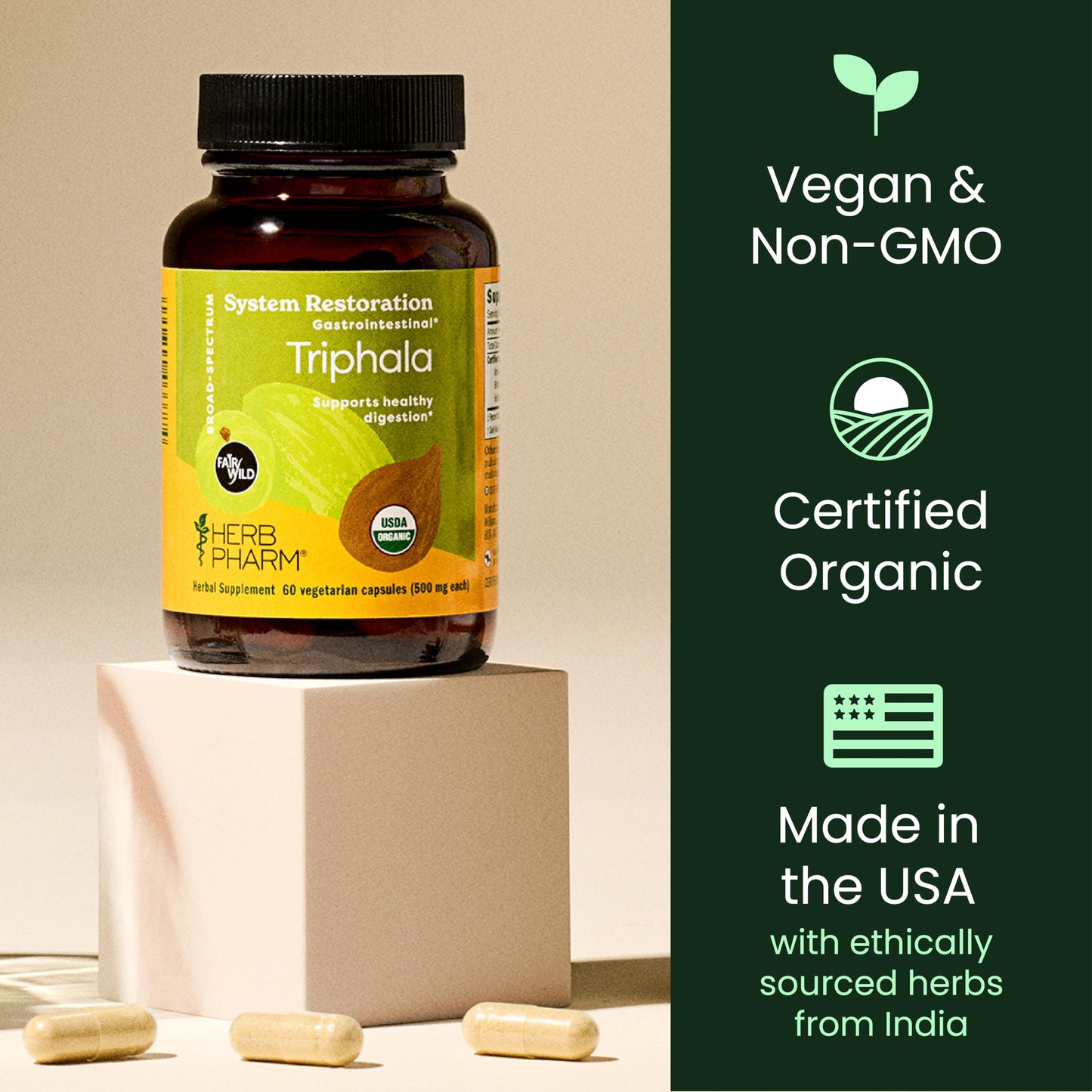 Premium imported Herb Pharm Triphala herbal supplement for natural gastrointestinal health support