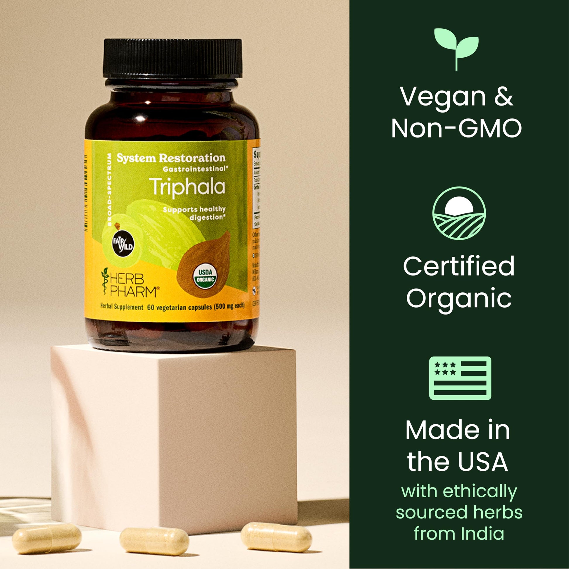 Premium imported Herb Pharm Triphala herbal supplement for natural gastrointestinal health support