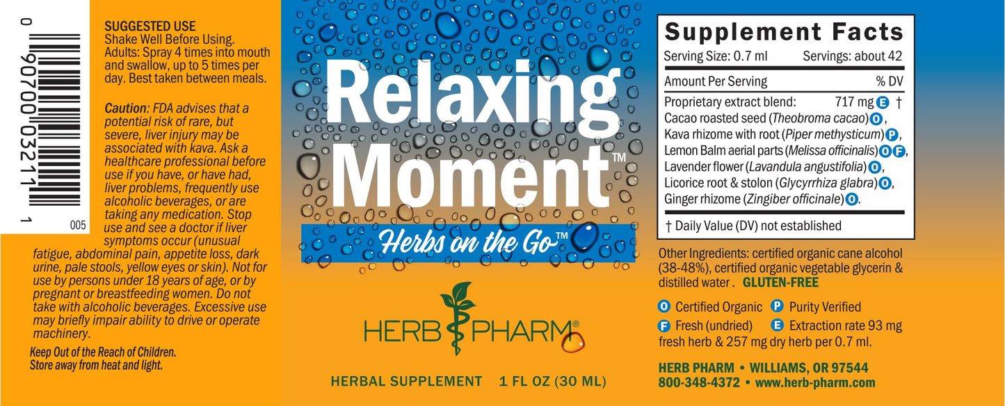 Herb Pharm natural relaxation spray bottle showing compact travel size