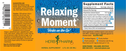 Herb Pharm natural relaxation spray bottle showing compact travel size