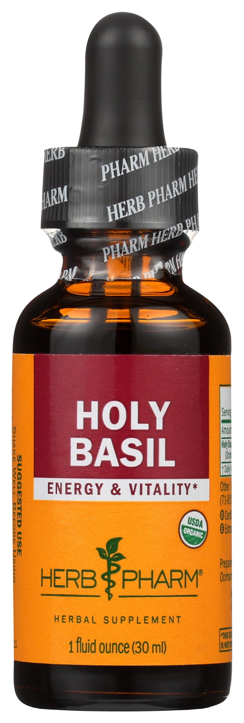 Label detail of Herb Pharm organic Tulsi extract 1 Fluid Ounce